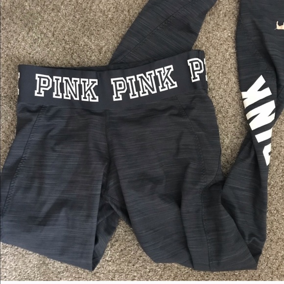 SOLD ON MERCARI❗️PINK fleece lined grey leggings - Picture 2 of 3